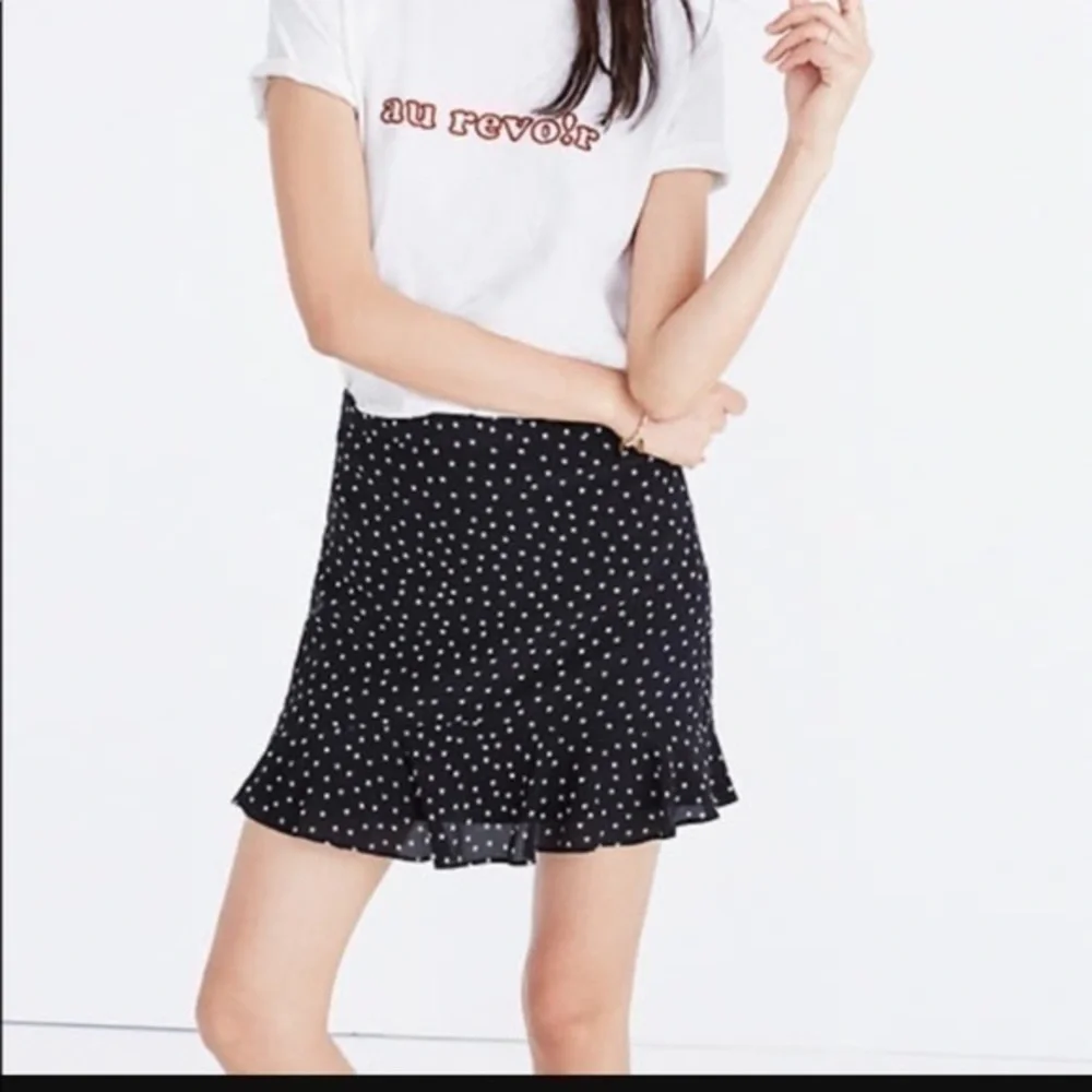 EUC Madewell star print black mini skirt